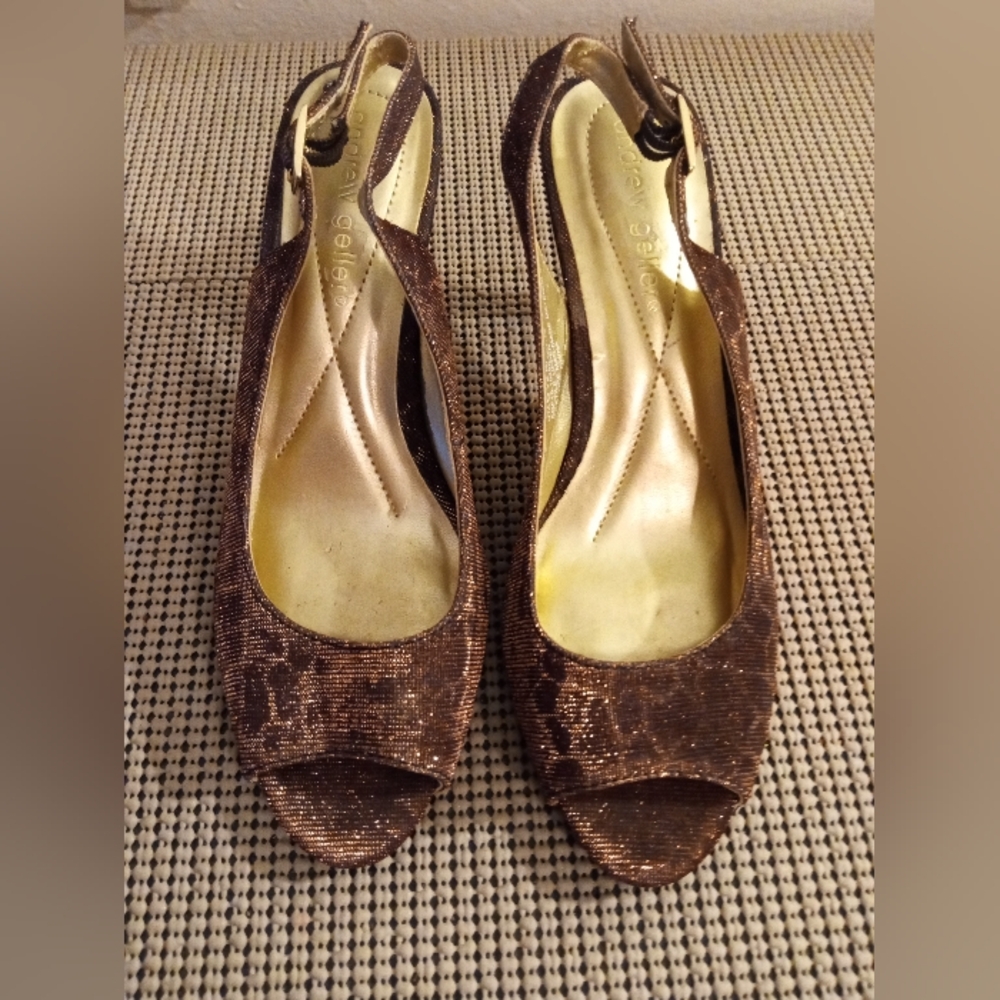 Andrew Geller Brown/Copper Slingback Heels Shoes Sz 6.5 M